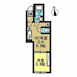 JR総武線 新検見川駅 徒歩11分の賃貸アパート 1階1DKの間取り