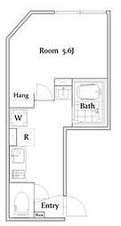 西武新宿線 上井草駅 徒歩12分の賃貸マンション 2階1Kの間取り