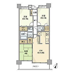 ダイアパレス京葉蘇我V 708 7階3LDKの間取り