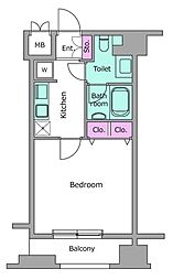 JR山手線 新橋駅 徒歩6分の賃貸マンション 9階1Kの間取り