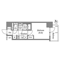 近鉄名古屋線 米野駅 徒歩10分の賃貸マンション 6階1Kの間取り