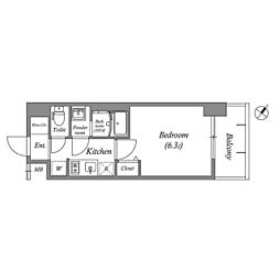 近鉄名古屋線 米野駅 徒歩10分の賃貸マンション 7階1Kの間取り