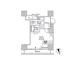 JR山手線 田町駅 徒歩13分の賃貸マンション 11階ワンルームの間取り