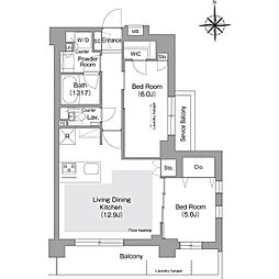 東京メトロ有楽町線 護国寺駅 徒歩4分の賃貸マンション 地下1階2LDKの間取り
