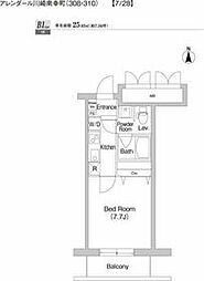 プライムアーバン川崎南幸町 4階1Kの間取り