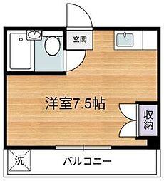 東急世田谷線 上町駅 徒歩2分の賃貸マンション 3階ワンルームの間取り