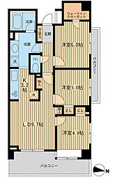 都営大江戸線 両国駅 徒歩11分の賃貸マンション 3階3LDKの間取り