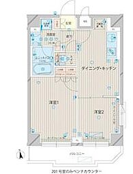 東武東上線 上板橋駅 徒歩10分の賃貸マンション 5階2DKの間取り