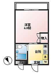 ハウメア天王町 204 2階1Kの間取り