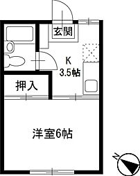 京急本線 杉田駅 徒歩10分の賃貸アパート 2階1Kの間取り