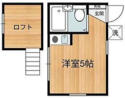 京王線 代田橋駅 徒歩10分の賃貸アパート 2階ワンルームの間取り
