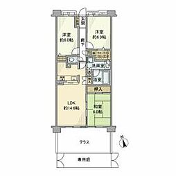 JR横須賀線 保土ケ谷駅 バス6分 東伸坂上下車 徒歩1分の賃貸マンション 2階3LDKの間取り