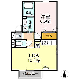 JR東海道本線 西岐阜駅 徒歩18分の賃貸アパート 1階1LDKの間取り