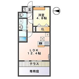 木更津市高柳字長須賀新築アパート 1階1LDKの間取り