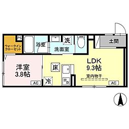 東武伊勢崎線 竹ノ塚駅 徒歩11分の賃貸アパート 1階1LDKの間取り
