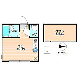 ベイヒルズ西横浜 1階ワンルームの間取り