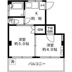JR山手線 渋谷駅 徒歩7分の賃貸マンション 3階2Kの間取り