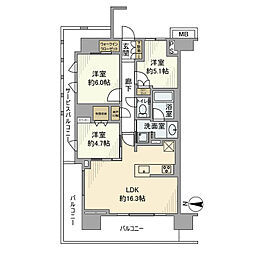 東京メトロ東西線 東陽町駅 徒歩4分の賃貸マンション 3階3LDKの間取り