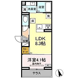 JR南武線 平間駅 徒歩8分の賃貸アパート 1階1LDKの間取り