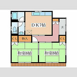 都営三田線 志村三丁目駅 徒歩18分の賃貸アパート 1階2DKの間取り