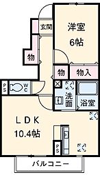 サンハウスナカノ　III 1階1LDKの間取り