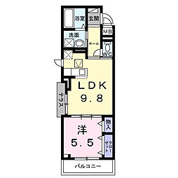 JR山陰本線 馬堀駅 徒歩18分の賃貸アパート 1階1LDKの間取り