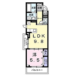 JR山陰本線 馬堀駅 徒歩18分の賃貸アパート 2階1LDKの間取り