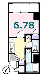 シュガール浜松町 3階1Kの間取り