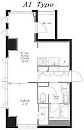 東京メトロ南北線 麻布十番駅 徒歩2分の賃貸マンション 2階1LDKの間取り