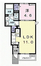 JR東北本線 古河駅 バス7分 西女沼下車 徒歩6分の賃貸アパート 1階1LDKの間取り