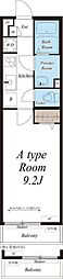 つくばエクスプレス 六町駅 徒歩13分の賃貸アパート 2階1Kの間取り