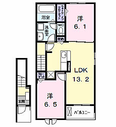 近鉄名古屋線 近鉄弥富駅 徒歩15分の賃貸アパート 2階2LDKの間取り