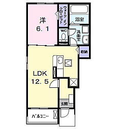 セシルII 1階1LDKの間取り