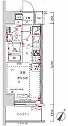 クラリッサ横浜シエル 3階ワンルームの間取り