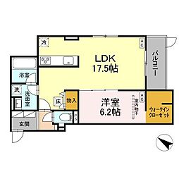 JR東海道本線 西岐阜駅 徒歩7分の賃貸アパート 1階1LDKの間取り