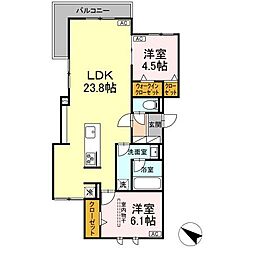 JR東海道本線 西岐阜駅 徒歩7分の賃貸アパート 3階2LDKの間取り