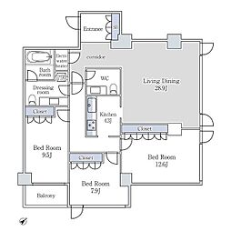JR山手線 原宿駅 徒歩3分の賃貸マンション 2階3SLDKの間取り