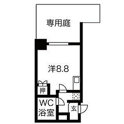 Osaka Metro御堂筋線 大国町駅 徒歩3分の賃貸マンション 1階ワンルームの間取り