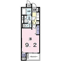 パフュームIII 4階1Kの間取り