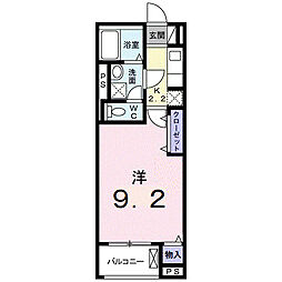 パフュームIII 4階1Kの間取り