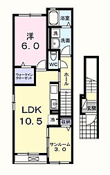 ベルデ 2階1LDKの間取り