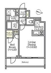都営浅草線 西馬込駅 徒歩13分の賃貸マンション 3階1LDKの間取り