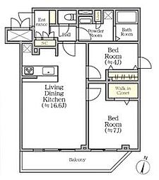 ＣＲＥＡＬｐｒｅｍｉｅｒ西馬込 3階2LDKの間取り