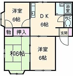 嵐山リバーサイド2 2階3DKの間取り