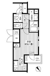都営大江戸線 若松河田駅 徒歩6分の賃貸マンション 3階ワンルームの間取り