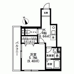 MAISON　LUMIERE 3階1Kの間取り