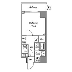 東京メトロ日比谷線 入谷駅 徒歩6分の賃貸マンション 4階1Kの間取り