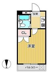東武伊勢崎線 谷塚駅 徒歩10分の賃貸マンション 2階1Kの間取り