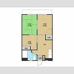 二宮ハイツ 2階3DKの間取り