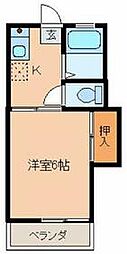 京王線 府中駅 徒歩21分の賃貸アパート 2階1Kの間取り